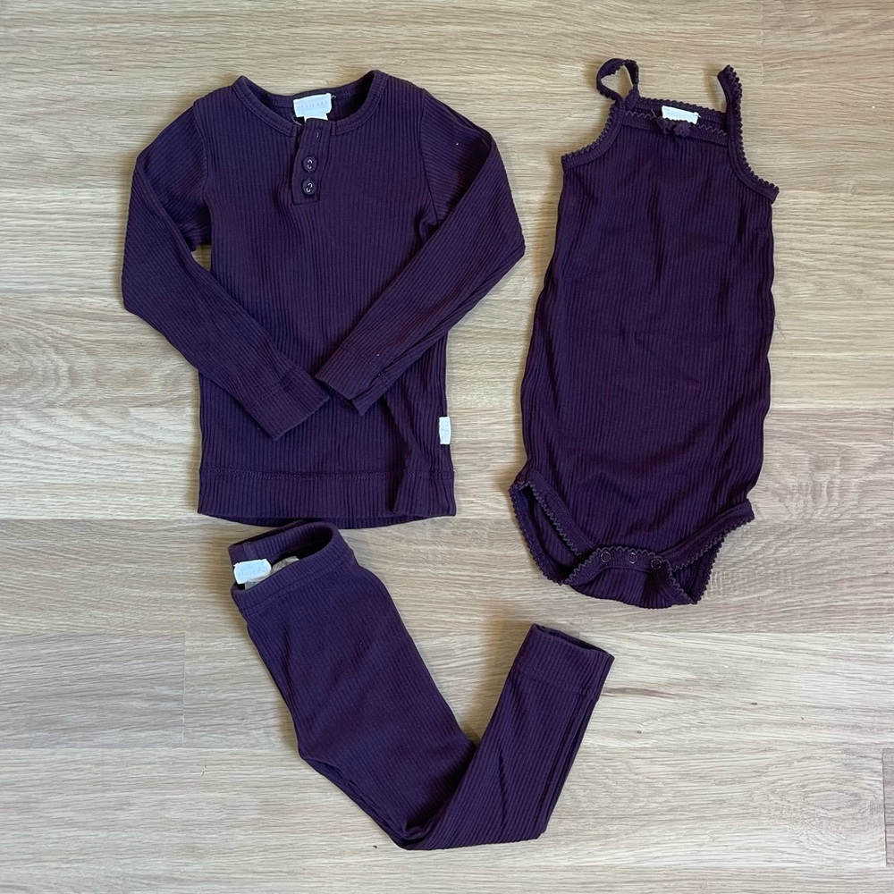 Jamie Kay Bundle of Fig Ribbed Organic Cotton Modal